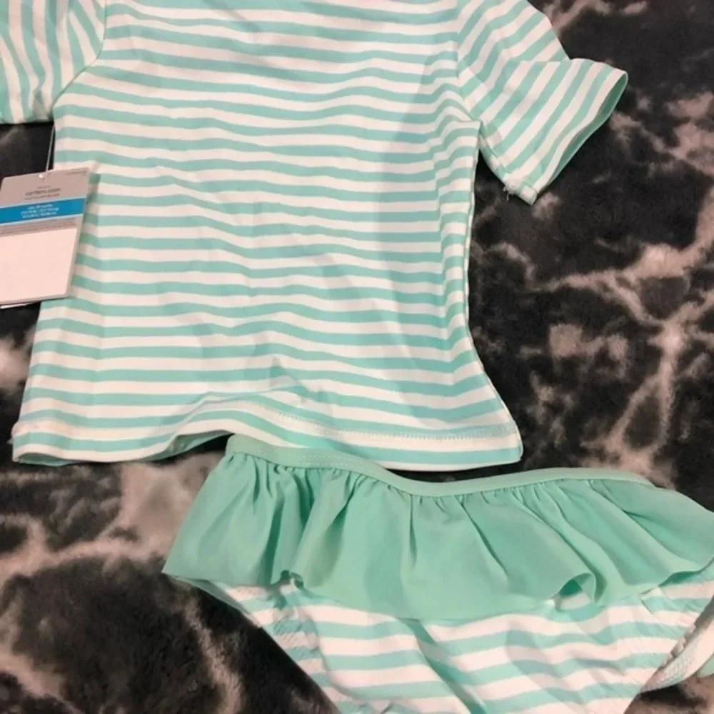 Mint stripe monkey 2pc swimsuit NWT